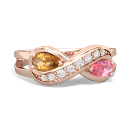 Citrine Diamond Infinity 14K Rose Gold ring R5390