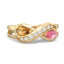 Citrine Diamond Infinity 14K Yellow Gold ring R5390