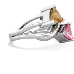 Citrine Split Band Swirl 14K White Gold ring R2341