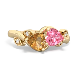 Citrine Floral Elegance 14K Yellow Gold ring R5790