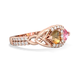 Citrine Sparkling Celtic Knot 14K Rose Gold ring R2645