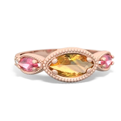 Citrine Milgrain Marquise 14K Rose Gold ring R5700