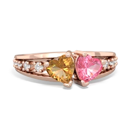 Citrine Heart To Heart 14K Rose Gold ring R3342