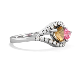 Citrine Mother And Child 14K White Gold ring R3010