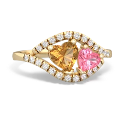 Citrine Mother And Child 14K Yellow Gold ring R3010