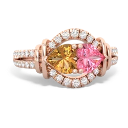 Citrine Art-Deco Keepsake 14K Rose Gold ring R5630