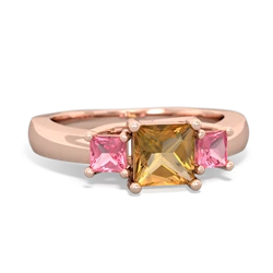 Citrine Three Stone Trellis 14K Rose Gold ring R4015