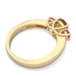 Citrine Three Stone Round Trellis 14K Yellow Gold ring R4018