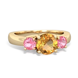 Citrine Three Stone Round Trellis 14K Yellow Gold ring R4018