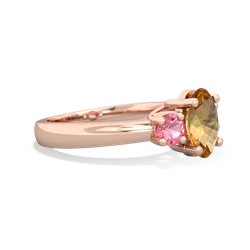 Citrine Three Stone Oval Trellis 14K Rose Gold ring R4024