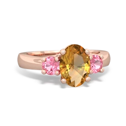 Citrine Three Stone Oval Trellis 14K Rose Gold ring R4024