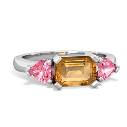 Citrine Three Stone 14K White Gold ring R5235