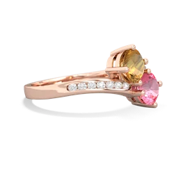 Citrine Channel Set Two Stone 14K Rose Gold ring R5303