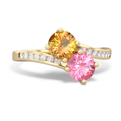 Citrine Channel Set Two Stone 14K Yellow Gold ring R5303