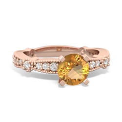 Thumbnail for Citrine Milgrain Antique Style 14K Rose Gold ring R26296RD - top view