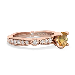 Citrine Sparkling Tiara 6Mm Round 14K Rose Gold ring R26296RD