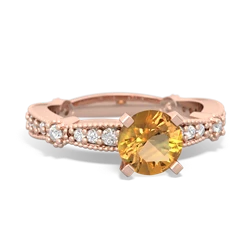 Citrine Sparkling Tiara 6Mm Round 14K Rose Gold ring R26296RD