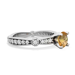 Citrine Sparkling Tiara 6Mm Round 14K White Gold ring R26296RD