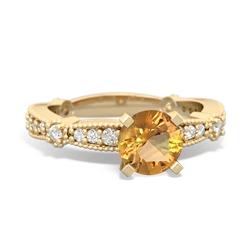 Citrine Sparkling Tiara 6Mm Round 14K Yellow Gold ring R26296RD