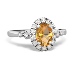 Citrine Antique-Style Halo 14K White Gold ring R5720