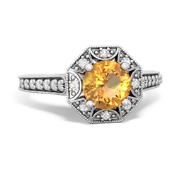 Thumbnail for Citrine Art-Deco Starburst 14K White Gold ring R5520 - top view