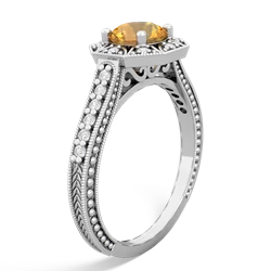 Citrine Art-Deco Starburst 14K White Gold ring R5520