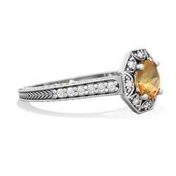 Citrine Art-Deco Starburst 14K White Gold ring R5520