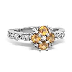 Citrine Sparkling Tiara Cluster 14K White Gold ring R26293RD