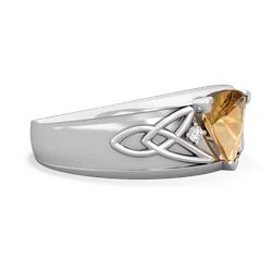 Citrine Celtic Trinity Knot Men's 14K White Gold ring R0440