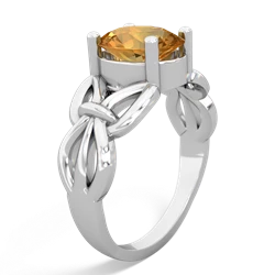 Citrine Celtic Knot Cocktail 14K White Gold ring R2377