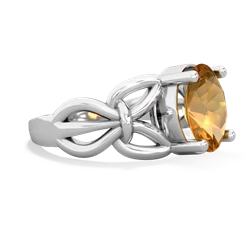 Citrine Celtic Knot Cocktail 14K White Gold ring R2377