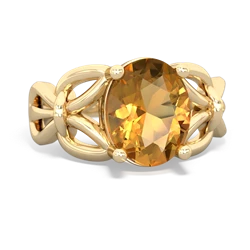 Citrine Celtic Knot Cocktail 14K Yellow Gold ring R2377