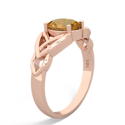 Thumbnail for Citrine Celtic Trinity Knot 14K Rose Gold ring R2389 - side view