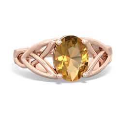 Thumbnail for Citrine Celtic Trinity Knot 14K Rose Gold ring R2389 - top view