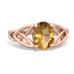 Citrine Celtic Trinity Knot 14K Rose Gold ring R2389