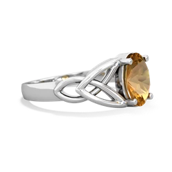 Citrine Celtic Trinity Knot 14K White Gold ring R2389