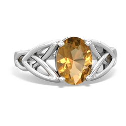 Citrine Celtic Trinity Knot 14K White Gold ring R2389