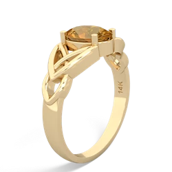 Citrine Celtic Trinity Knot 14K Yellow Gold ring R2389