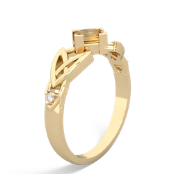 Citrine Celtic Trinity Knot 14K Yellow Gold ring R3349