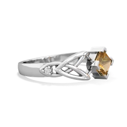 Citrine Celtic Knot Princess 14K White Gold ring R3349