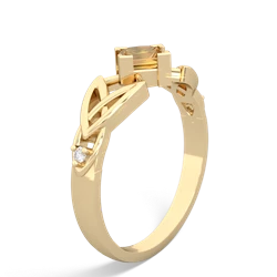 Citrine Celtic Knot Princess 14K Yellow Gold ring R3349