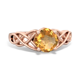 Thumbnail for Citrine Celtic Knot 14K Rose Gold ring R5000 - top view