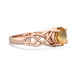 Citrine Checkerboard Cushion Celtic Knot 14K Rose Gold ring R5000