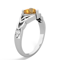 Thumbnail for Citrine Claddagh Trinity Knot 14K White Gold ring R5001 - side view