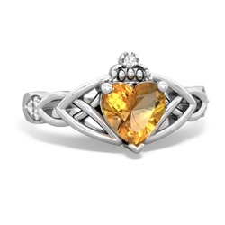 Thumbnail for Citrine Claddagh Trinity Knot 14K White Gold ring R5001 - top view