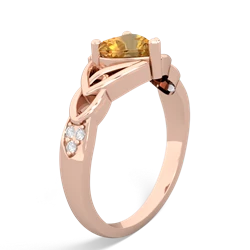 Citrine Claddagh Celtic Knot Diamond 14K Rose Gold ring R5001