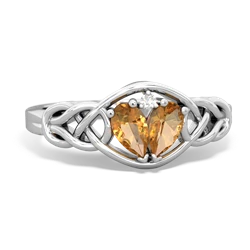 Citrine Celtic Love Knot 14K White Gold ring R5420