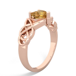 Citrine Claddagh Celtic Knot 14K Rose Gold ring R2367