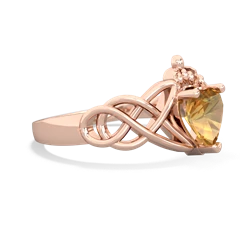 Citrine Claddagh Celtic Knot 14K Rose Gold ring R2367