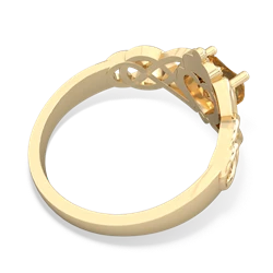 Citrine Claddagh Celtic Knot 14K Yellow Gold ring R2367